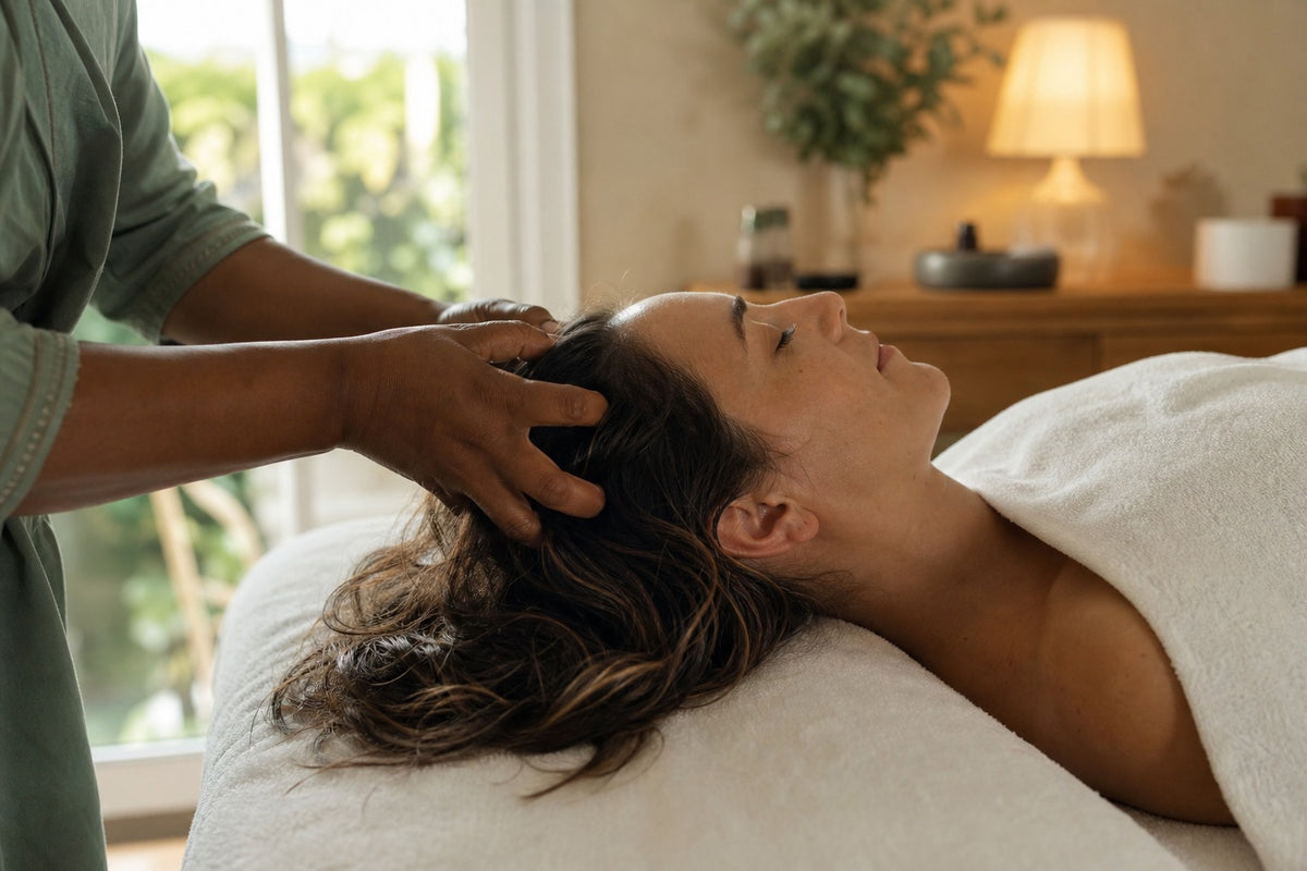 Illustration : massage crânien